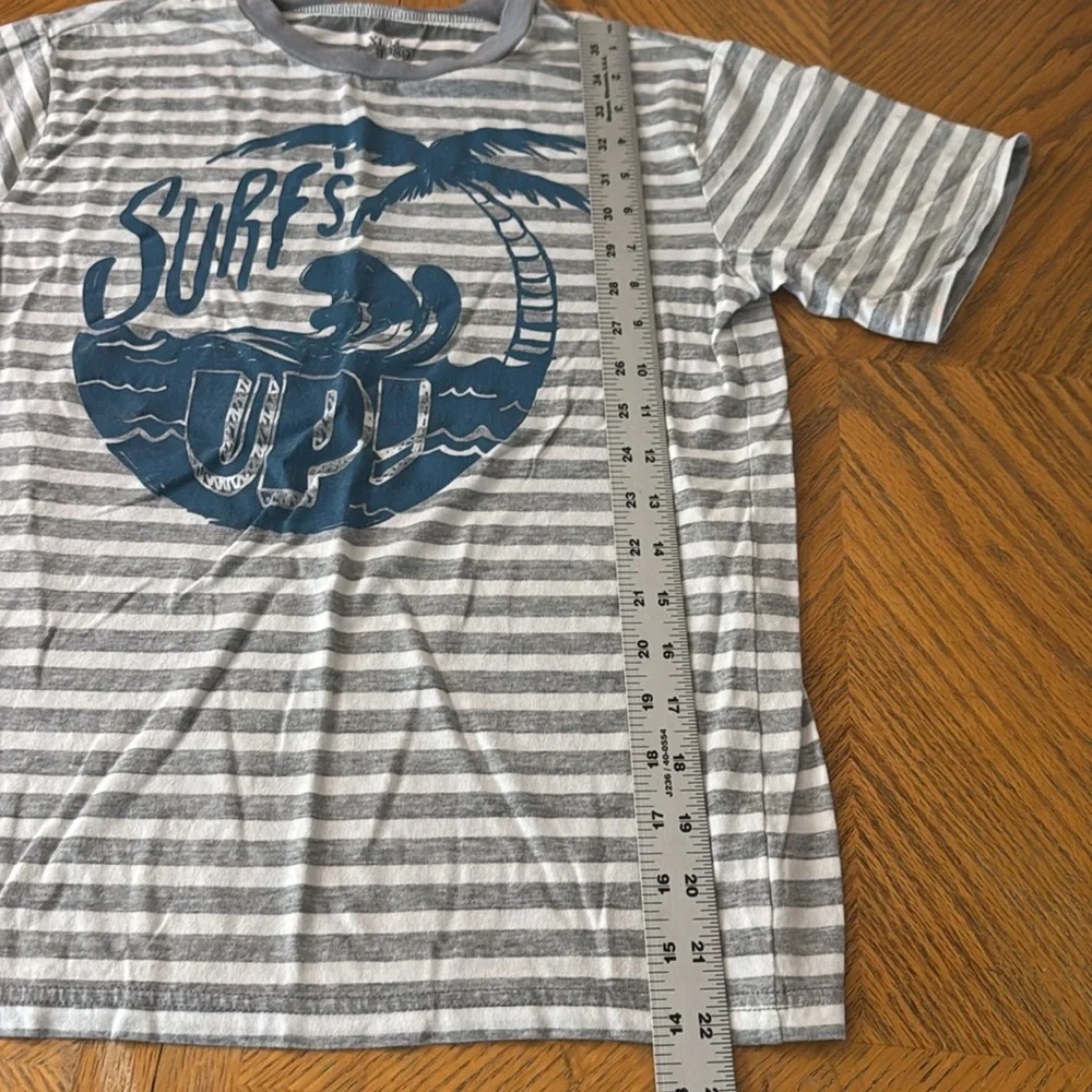 Children’s Place Blue and Gray Striped Surf's Up Tee